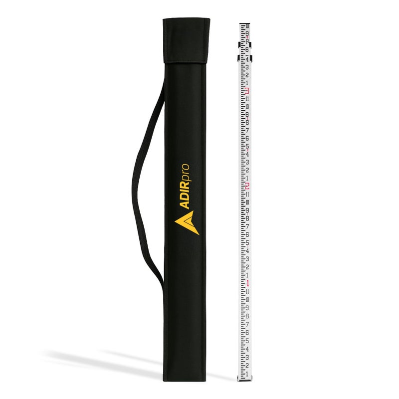 AdirPro 9-Foot Aluminum Grade Rod â€“ 8ths, Dual Sided 5-Section Telescopic Leveling Rod â€“ Bubble Level and Soft Carrying Case Included - Image 1